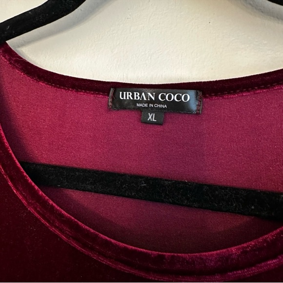 Urban Coco Velvet Burgundy Long Sleeve Dress - Size XL - Picture 8 of 10